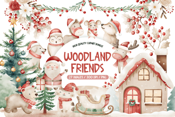 Download Woodland Friends Christmas Clipart Set - Woodland friends Collection