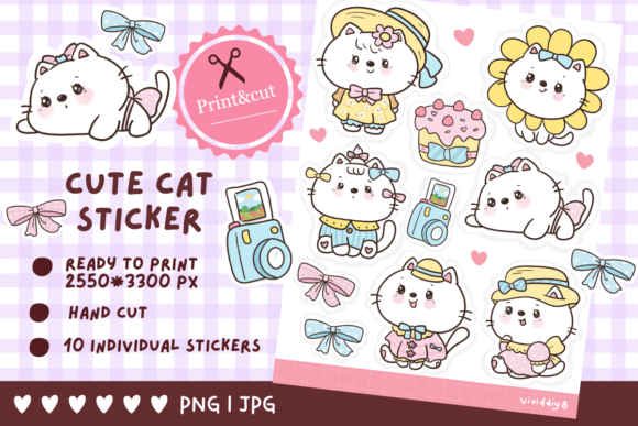 Download Cat Sticker Coquette Kawaii Cliparts - Kawaii clipart Collection