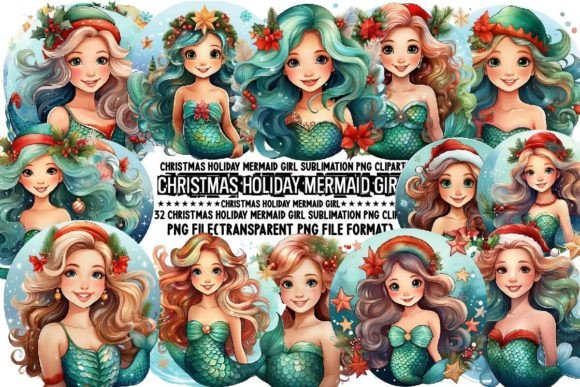 Download Christmas Holiday Mermaid Girl PNG - Premium Resources