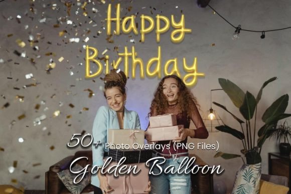 Download 53 Golden Balloon Photoshop Overlays - Overlay Collection