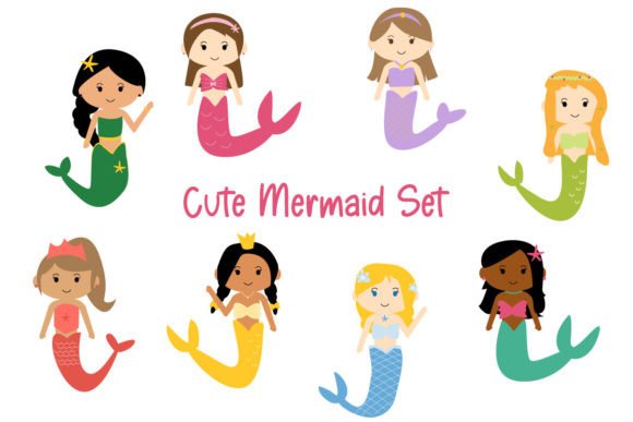 Download Cute Princess Mermaid Clipart - Premium Bundle