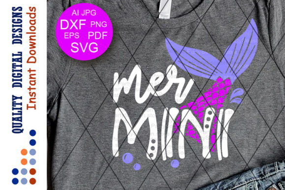 Download MER Mini Mermaid Tail Kids Shirt Clipart - Premium Bundle