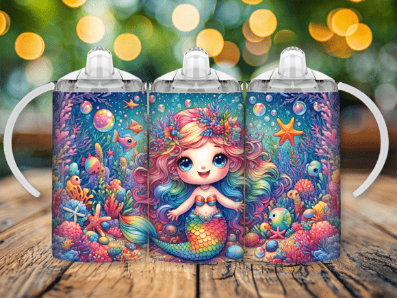 Download Chibi Mermaid Art Sippy Cup Kids Tumbler - Premium Resources