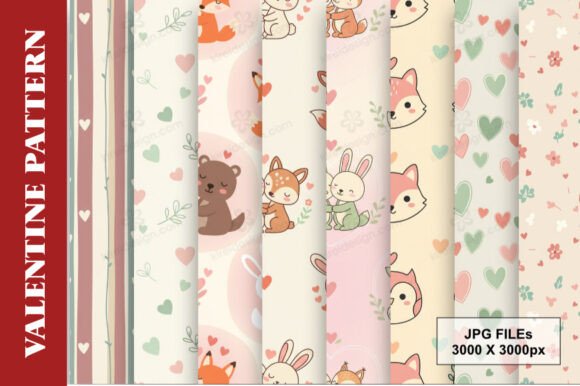 Download Valentine Woodland Friends Digital Paper - Woodland friends Collection